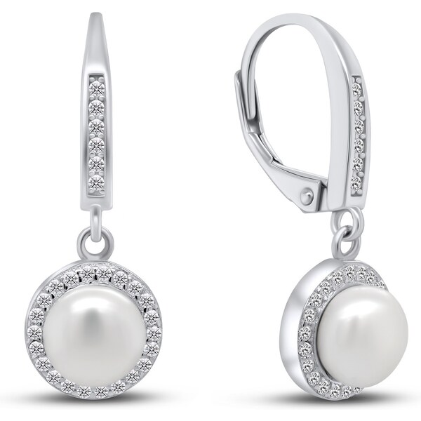 Brilio Silver Pôvabné strieborné náušnice s perlou a zirkónmi EA88 66594591