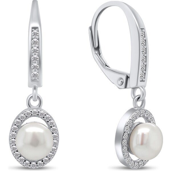 Brilio Silver Úchvatné strieborné náušnice s perlou a zirkónmi EA91 66592360