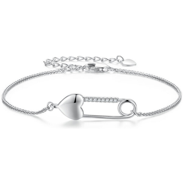 Ligot Strieborný náramok srdcová zicherka 47927850