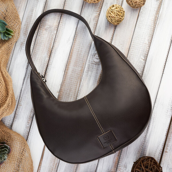 PAOLO PERUZZI Dámska kožená kabelka cez rameno AV-04-BR AV-04-BR 47928274