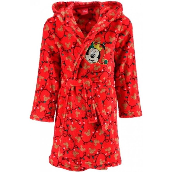 SunCity Dievčenský vianočný coral fleece župan s kapucňou Minnie Mouse 47951963