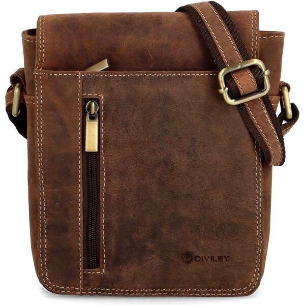 Pánska kožená crossbody/taška hnedá brúsená - Diviley Theodore hnedá 56864765