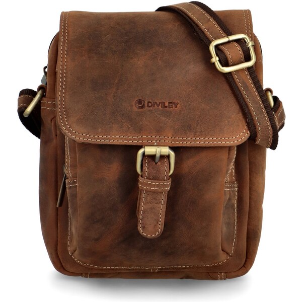 Pánska kožená crossbody/taška hnedá brúsená - Diviley Oliver hnedá 56864774