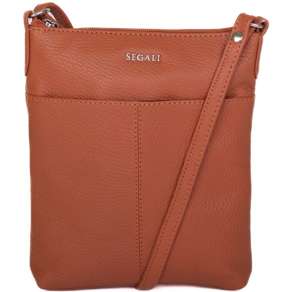 SEGALI Dámska kožená crossbody kabelka 7001 B cuoio 66581906