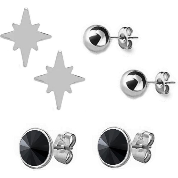 SWAROVSKI Elements Swarovski e. set troch párov náušníc Nox, čierna 48024774