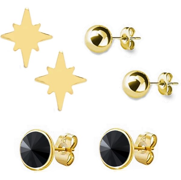 SWAROVSKI Elements Swarovski e. set troch párov náušníc Nox, čierna 48024775