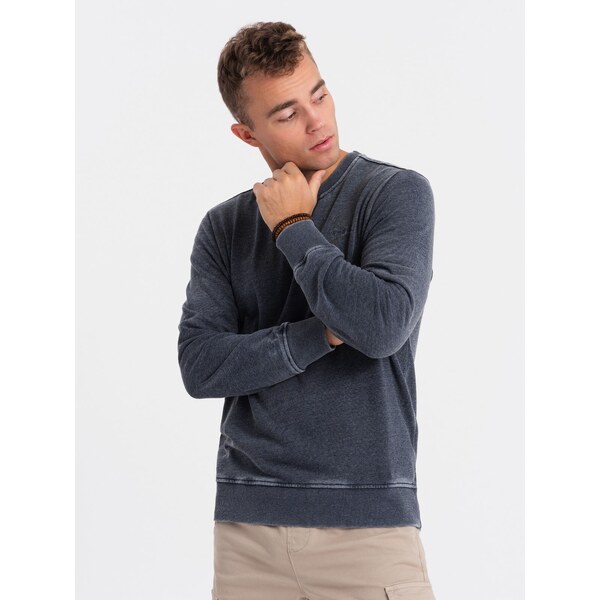 Pánska mikina Ombre Washed s dekoratívnym prešívaním pri výstrihu - 52495628