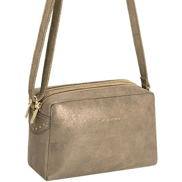 Zlatá dvojzipsová crossbody kabelka David Jones 48044658