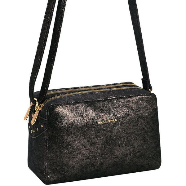 Čierna dvojzipsová crossbody kabelka David Jones 48044659