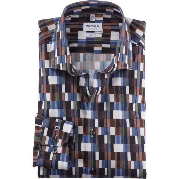 Pánska hnedá košeľa OLYMP body fit 48046975