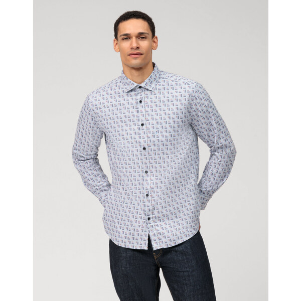 Pánska modrá flanelová košeľa OLYMP regular fit 48046981