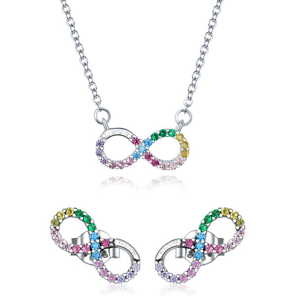 Ligot Strieborný set náušnice a náhrdelník symbol nekonečna 48065903