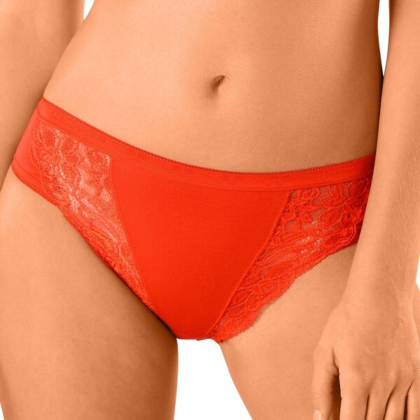 Súprava 3 midi nohavičiek z pružnej bavlny s čipkou oranžová+modrá 48075114