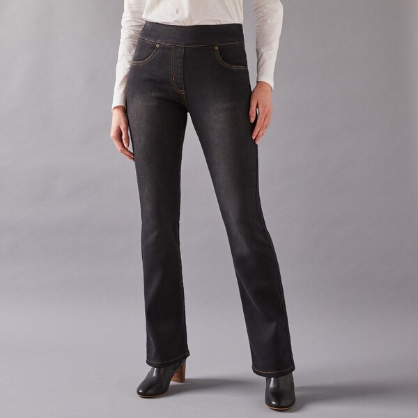 Strečové bootcut džegíny pre nižšiu postavu čierna 046 Blancheporte 48078907