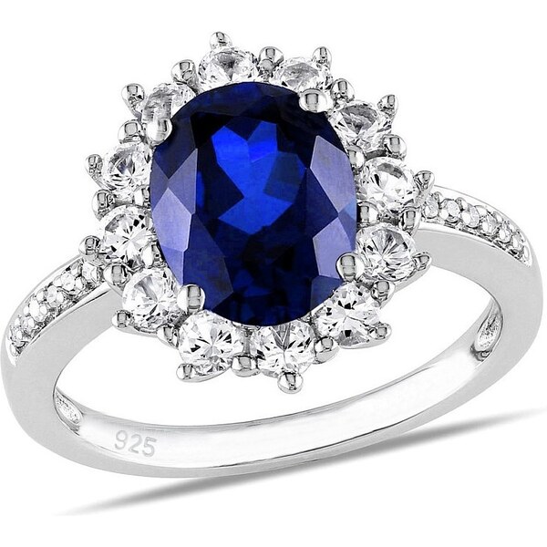 Ligot Strieborný prsteň princeznej Kate so syntetickým zafírom 49018591