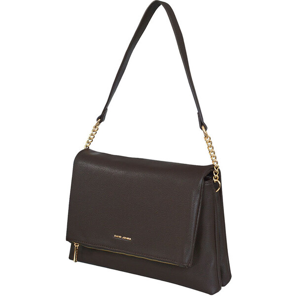 Tmavohnedá praktická kabelka cez plece David Jones LM7958 48136378