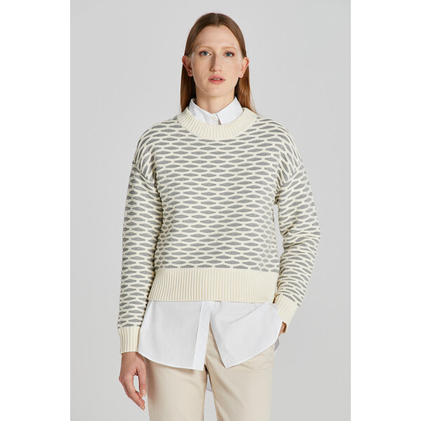 SVETER GANT INTARSIA C-NECK GREY MELANGE 47419389