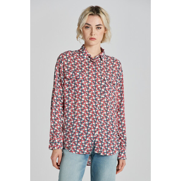 BLÚZKA GANT REL GEOMETRIC PRINT SHIRT CREAM 47308568