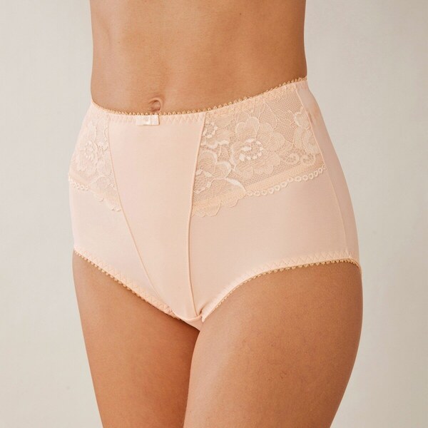 Zoštíhľujúce vysoké nohavičky z čipky a mikrovlákna telová 040 49355537