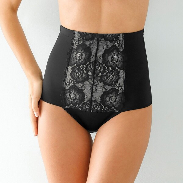 Sťahovacie nohavičky s vysokým pásom z čipky čierna 040 Blancheporte 49355535