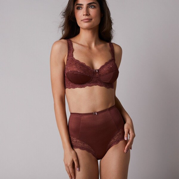 Súprava 2 sťahovacích nohavičiek Salford z úpletu a čipky čokoládová 49355579