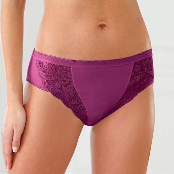 Súprava 3 midi nohavičiek z pružnej bavlny s čipkou čierne ríbezle 49046613