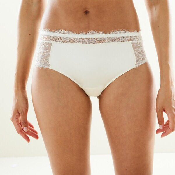 Klasické nohavičky zo saténu a čipky slonová kosť 052 Blancheporte 49355617