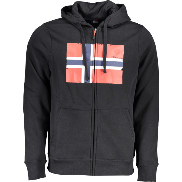 NORWAY 1963 Pánska čierna mikina na zips s kapucňou 64704198