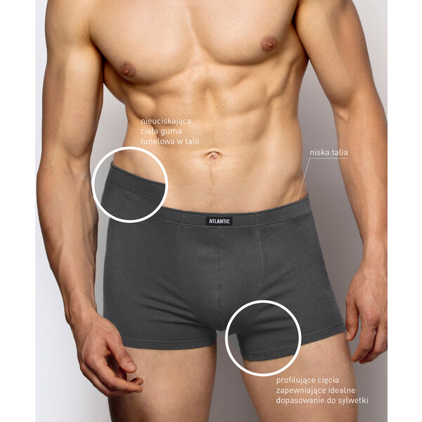 Atlantic 3-PACK pánske boxerky, grafitové 64613227