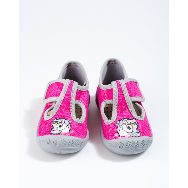 Papučky pre dievča na suchý zips s ružovým jednorožcom Shelvt 50632190