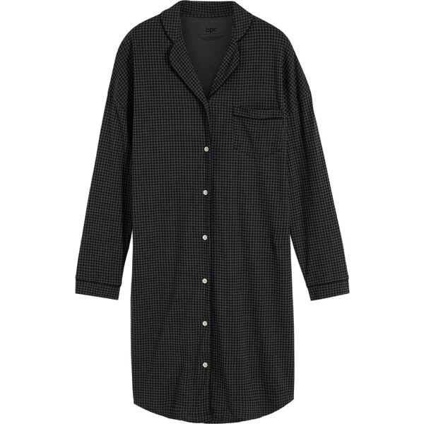 bonprix Nočná košeľa, oversized s gombičkovou légou, farba čierna 48374178