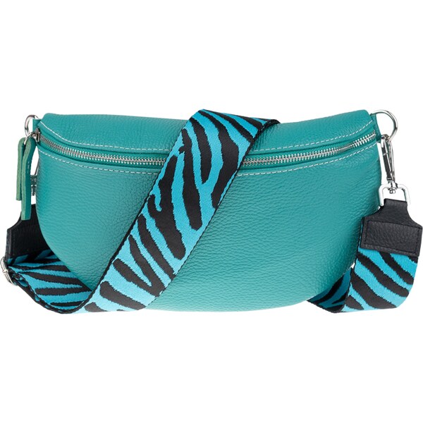 Tyrkysová kožená talianska crossbody kabelka Reni Grande Turchese s 48382543