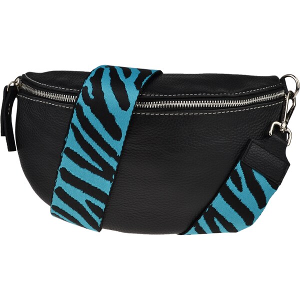 Čierna kožená talianska crossbody kabelka Reni Grande Nera s prídavným 48382544