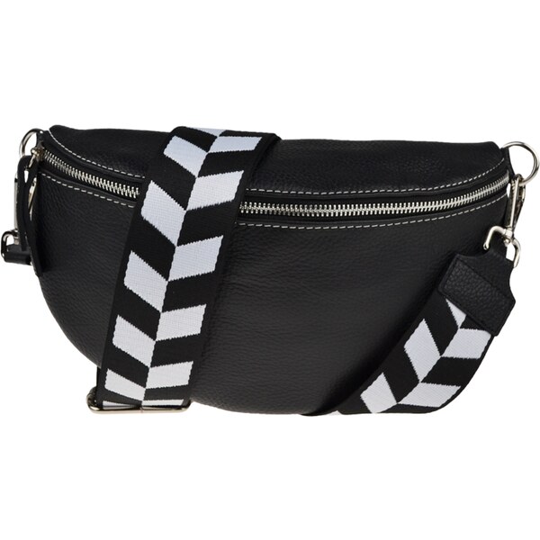 Čierna kožená talianska crossbody kabelka Reni Grande Nera s prídavným 48382546