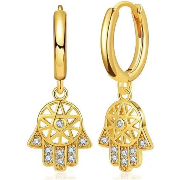 Olivie Strieborné náušnice HAMSA GOLD 8261 48390663