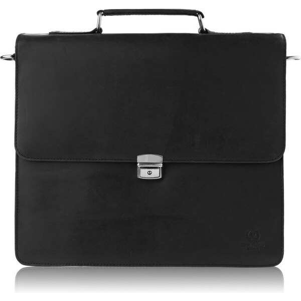 PAOLO PERUZZI Pánska kožená aktovka Vintage T-96-BL | čierna T-96-BL 48444814