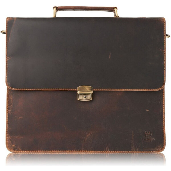 PAOLO PERUZZI Pánska kožená aktovka Vintage T-96-BR | hnedá T-96-BR 48444815