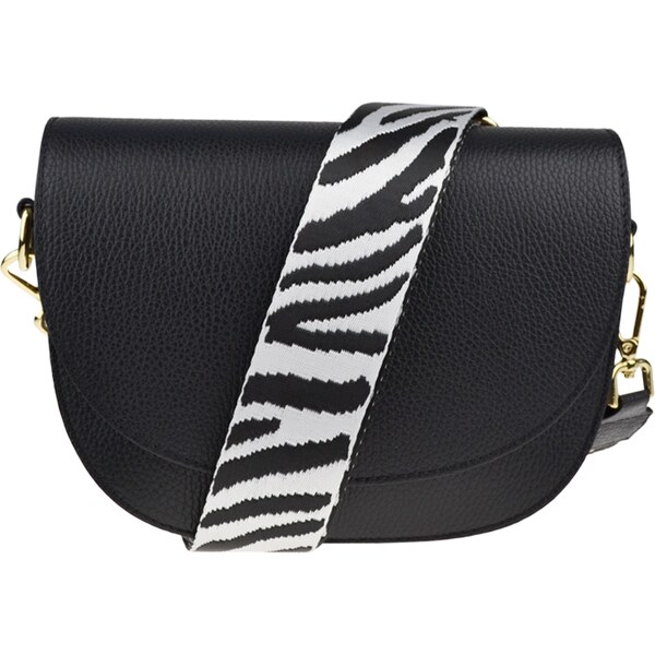 Čierna kožená talianska crossbody kabelka Ramona Nera s prídavným 48433377