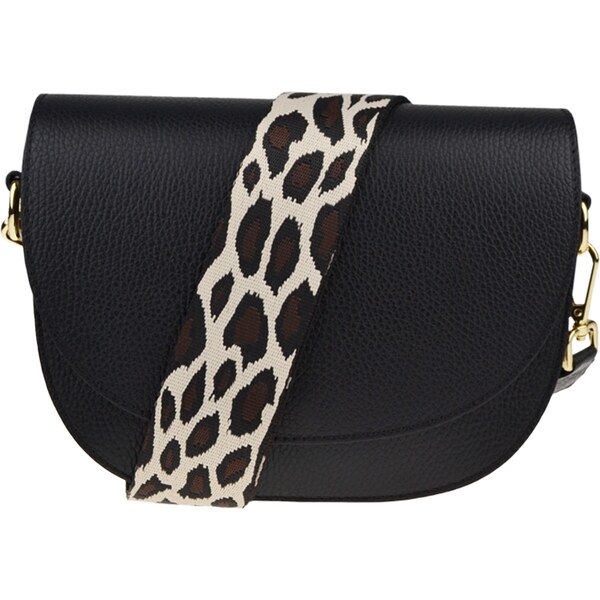 Čierna kožená talianska crossbody kabelka Ramona Nera s prídavným 48433379