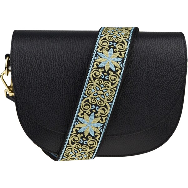 Čierna kožená talianska crossbody kabelka Ramona Nera s prídavným 48433381