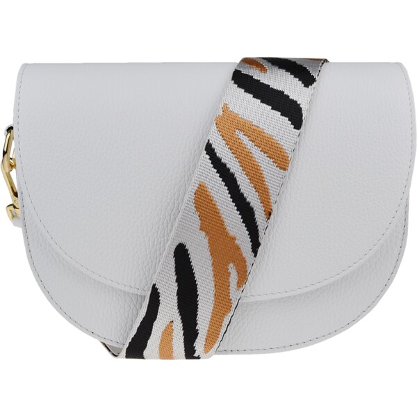 Biela kožená talianska crossbody kabelka Ramona Bianca s prídavným 48490351