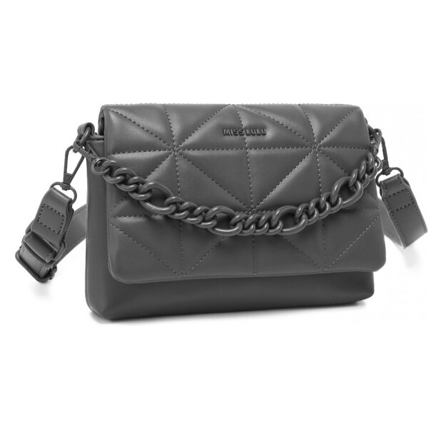 Miss LULU Crossbody kabelka Quilted s retiazkou - LG2318 - šedá 48514233