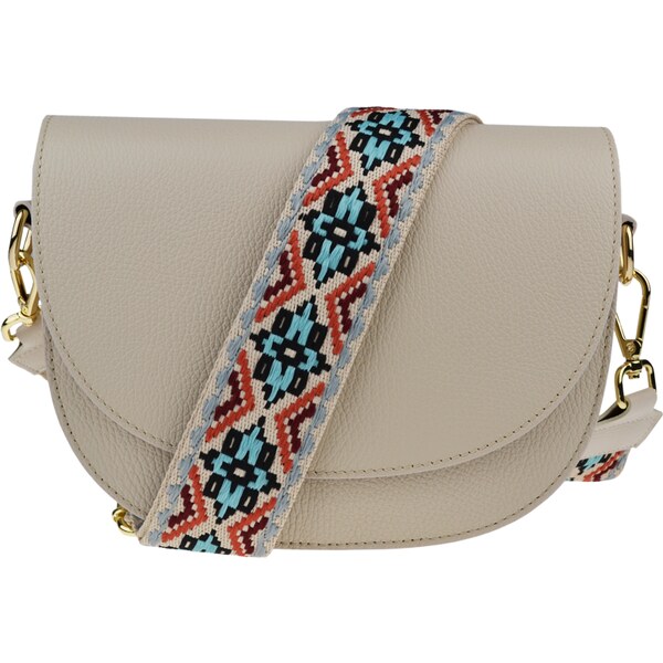 Béžová kožená talianska crossbody kabelka Ramona Beige s prídavným 48517342