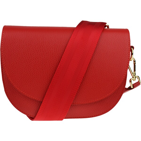 Červená kožená talianska crossbody kabelka Ramona Rosso s prídavným 48517344