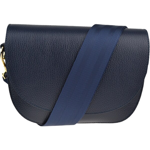 Modrá kožená talianska crossbody kabelka Ramona Blu s prídavným pruhom 48517350