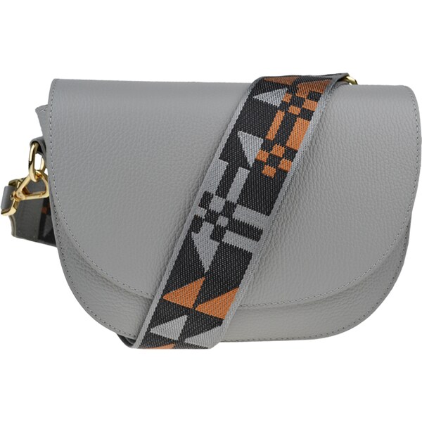 Sivá kožená talianska crossbody kabelka Ramona Grigio s prídavným 48517351