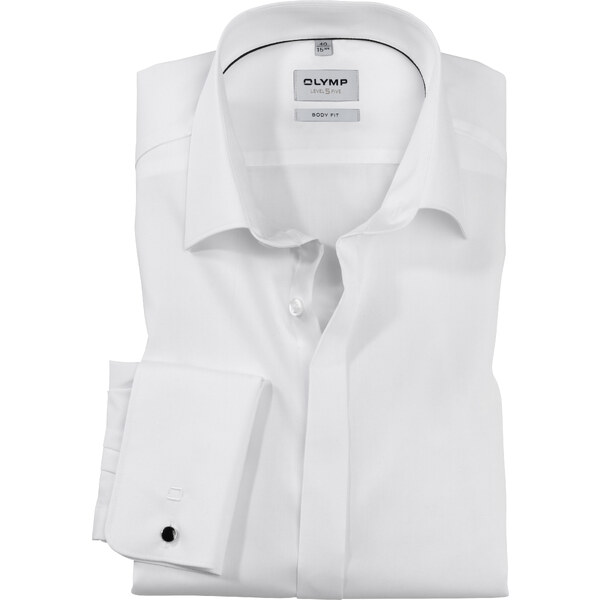 Biela spoločenská košeľa s manžetou OLYMP body fit predĺžený rukáv 47634957