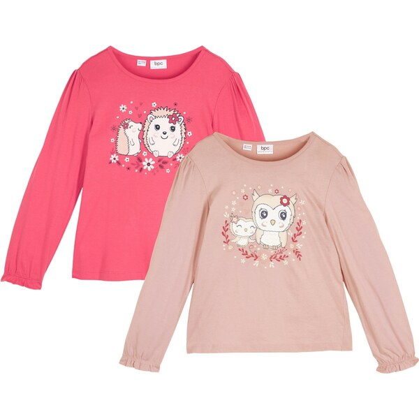 bonprix Dievčenské tričko s dlhým rukávom (2 ks), farba červená 44736341