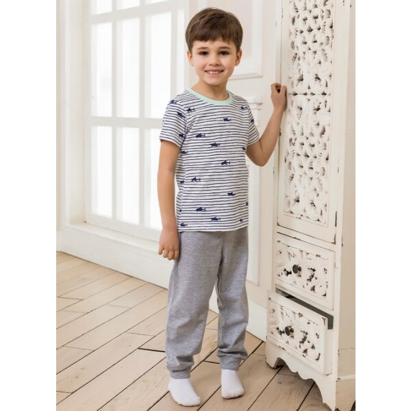 Chlapčenské pyžamo Winkiki Marine - biela/sivý melanž 48977364