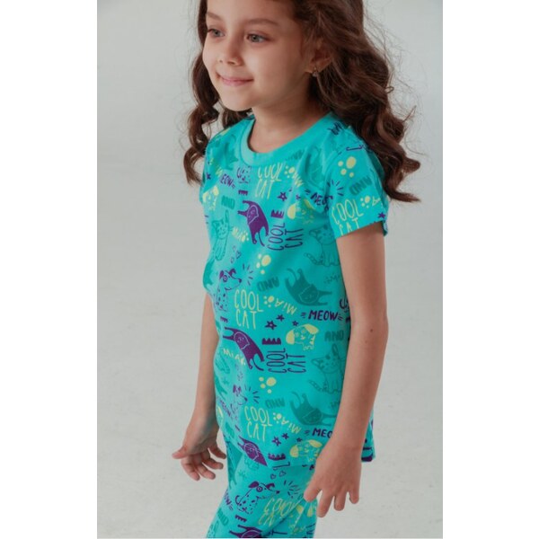 Dievčenské pyžamo Winkiki - krátky rukáv, dlhé nohavice Cool Cat - 48977365